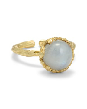 Pure By Nat Foil Ring W. Gemstone
