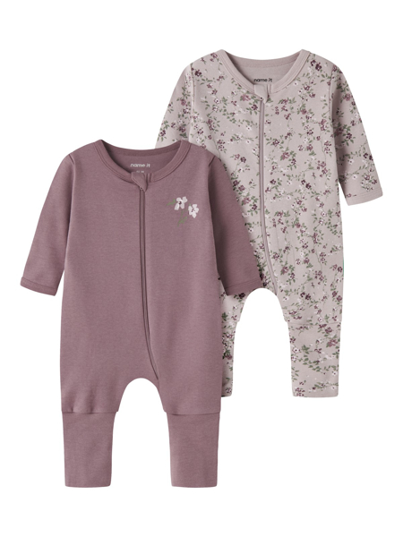 Name It Nightsuit 2p Zip Violetflower Noos